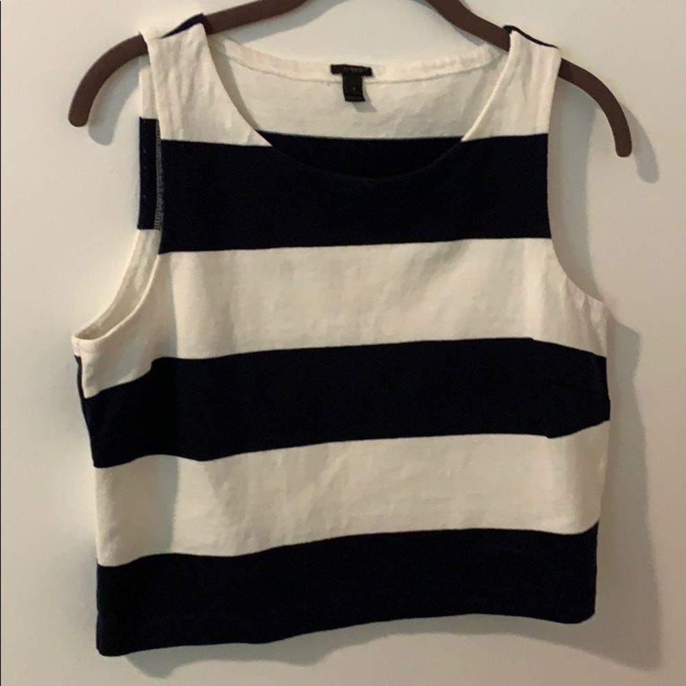 J Crew Navy White Strip Top